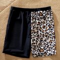 Leopard Panel Family Matching Spliced Swimsuits Black