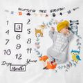 12 Monthly Cute Cartoon Animal Print Baby Milestone Photography Newborn Soft Baby Photography Props Background Blanket photo Multi-color image 5