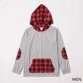 Plaid Series Front Pocket Family Matching Hooded Sweatshirts Grey
