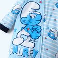 Smurfs Baby Boy Allover Print Striped Zipper Long-sleeve Jumpsuit Color block image 3