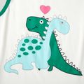 Cartoon Dinosaur Pattern Family Matching Pajamas Sets（Flame resistant） Green