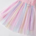 Beautiful Kid Girl Princess Fly Sleeve Heart Rainbow Mesh Party Dress Pink image 5