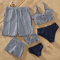 Solid and Stripe Family Matching Swimsuits Dark Blue