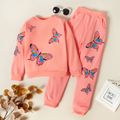 2-piece Kid Girl Butterfly Print Sweatshirt and Pants (3 Colors Available) Pink image 1