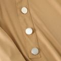 Round collar Plain long sleeve casual T-shirt Khaki