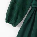 Solid Dark Green Mesh Sleeve Matching Midi Dresses Green
