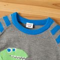 Toddler Boy Animal Dinosaur Embroidery Striped Colorblock Sweater Color block