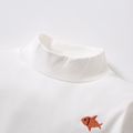 Baby / Toddler Causal Embroidered Solid Hight Neck Long-sleeve Tee White image 4