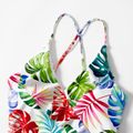 Family Look Colorful Leaf Print One-piece Matching Swimsuits Multi-color