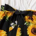 Sunflower Print Matching Sling Shorts Rompers Color block