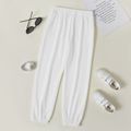 Kid Boy Letter Flame Print Joggers Casual Pants Sweatpants with Pocket White