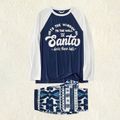 Family Matching Christmas Santa Letter Top and Reindeer Pants Pajamas Sets (Flame Resistant) Blue grey