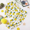 2-piece Kid Girl/Kid Boy Pajamas Set, Fruit Strawberry/Pineapple Print Button design Lapel Collar Top and Elasticity Pants Sleepwear Set White