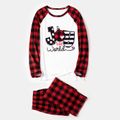 Letter Print Plaid Design Family Matching Pajamas Sets (Flame Resistant) Red