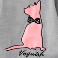 Beautiful Cartoon Cat Print Lapel Collar Faux-two Longsleeves Dress Grey