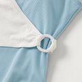 Color Block Family Matching Swimsuits Light Blue