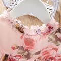 Floral Print Ruffle Collar Puff-sleeve Baby Dress Pink image 2
