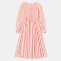 Solid Splice Long-sleeves Family Matching Pink Sets Light Pink image 4