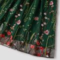 Mosaic Embroidered Floral Family Matching Dark Green/Pink Sets Dark Green image 3
