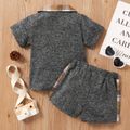 2-piece Baby/Toddler Casual Plaid Top and Shorts Set Dark Grey