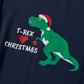 Family Matching Dinosaur T-REX Print Christmas Pajamas Sets (Flame Resistant) Dark Blue