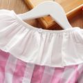 Toddler Girl Flounce Long-sleeve Plaid Jumpsuit Pink