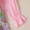 Kid Girl Ruffled Long-sleeve Floral Print Stitching Dress Pink