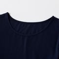 Dark Blue Floral Print Short-sleeve Matching Stitching Midi Dresses Royal Blue