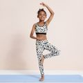 Floral Print Tank Top and Leggings Athleisure Set for Toddlers / Kids Black