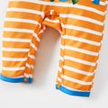 Baby Boy/Girl Cartoon Dinosaur Pattern Solid Striped Long-sleeve Jumpsuit Orange