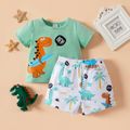 2pcs Baby Boy  Animal Print Polyester Summer More Festivals Sets Baby's Sets Color block