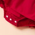 100% Cotton Lace decor Flutter-sleeve Red Baby Set Red image 5
