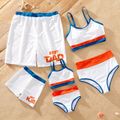 Color Block Family Matching Swimsuits White