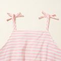 Beautiful Kid Girl Lace Decor Striped Slip Dress Pink