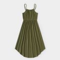 Mosaic Solid Irregular Hem Tank Dresses for Mommy and Me Army green