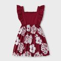 Mosaic Floral Print Family Matching Claret-red Sets Red image 3