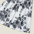 Mosaic Floral Print Sleeveless Matching Black and White Midi Sling Dresses Black/White