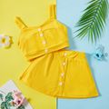 2-piece Baby / Toddler Fashionable  Solid Button Camisole and Skirt Yellow