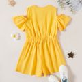 Kid Girl Short-sleeve Solid 100% Cotton Rompers Yellow image 2