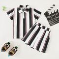 2-piece Toddler Boy Chic Striped Shirt and Shorts Set White