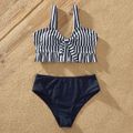 Solid and Stripe Family Matching Swimsuits Dark Blue