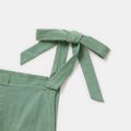 Solid Green Strappy Tie Shoulder Front Pockets Short Rompers for Mommy and Me Green