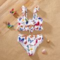 Pretty Kid Girl Animal Colorful Butterfly Swimsuit White