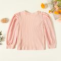 Toddler Girl Puff-sleeve Solid Ribbed Top Pink