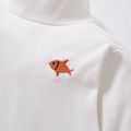 Baby / Toddler Causal Embroidered Solid Hight Neck Long-sleeve Tee White image 5
