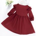 Baby / Toddler Girl Solid Ruffled Long-sleeve Dress Burgundy