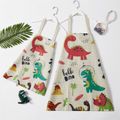 Cute Dinosaur Print Linen Aprons for Mommy and Me Color block image 2