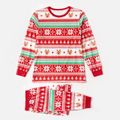 Family Matching Allover Red Christmas Snowflake Print Long-sleeve Pajamas Set(Flame Resistant) Red image 2