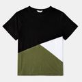 Mosaic Color Block Short-sleeve Family Matching Outfits Army green