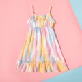 Tie Dye Ruffled Matching Sling Dresses Multi-color